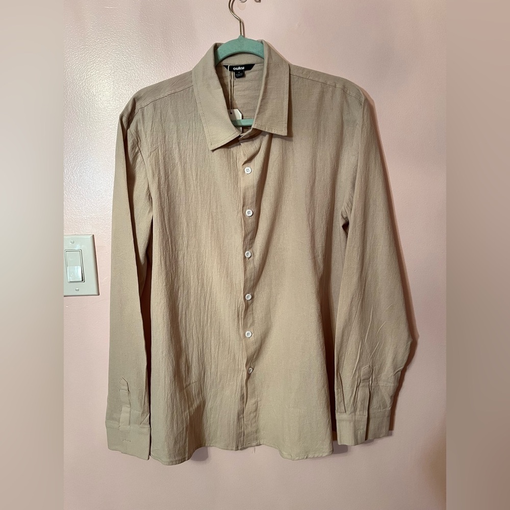 Cubavera Men's Tan Button-Down Shirt